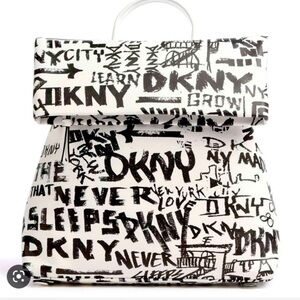 DKNY Black and White Graphic Backpack